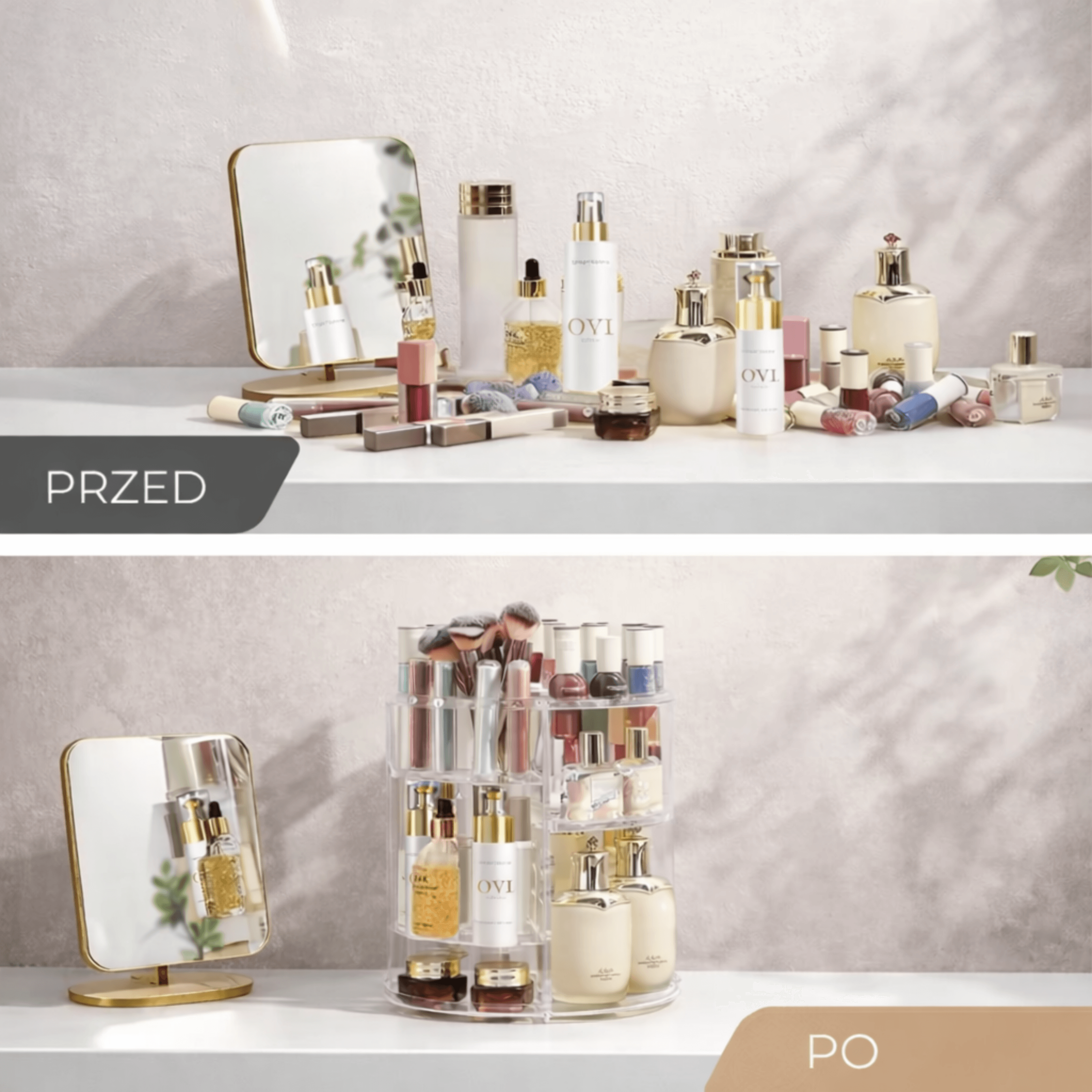 Obrotowy organizer na kosmetyki 